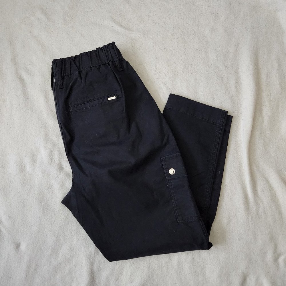 White House Black Market Black Mid Rise Taper Cargo Pants Size 8